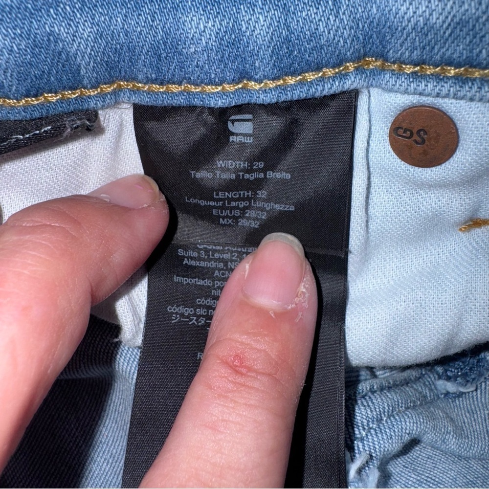 G STAR Raw 3301 Slim Light Blue Button Fly Jeans Skater Pants Size 29 X 30 - Picture 11 of 14